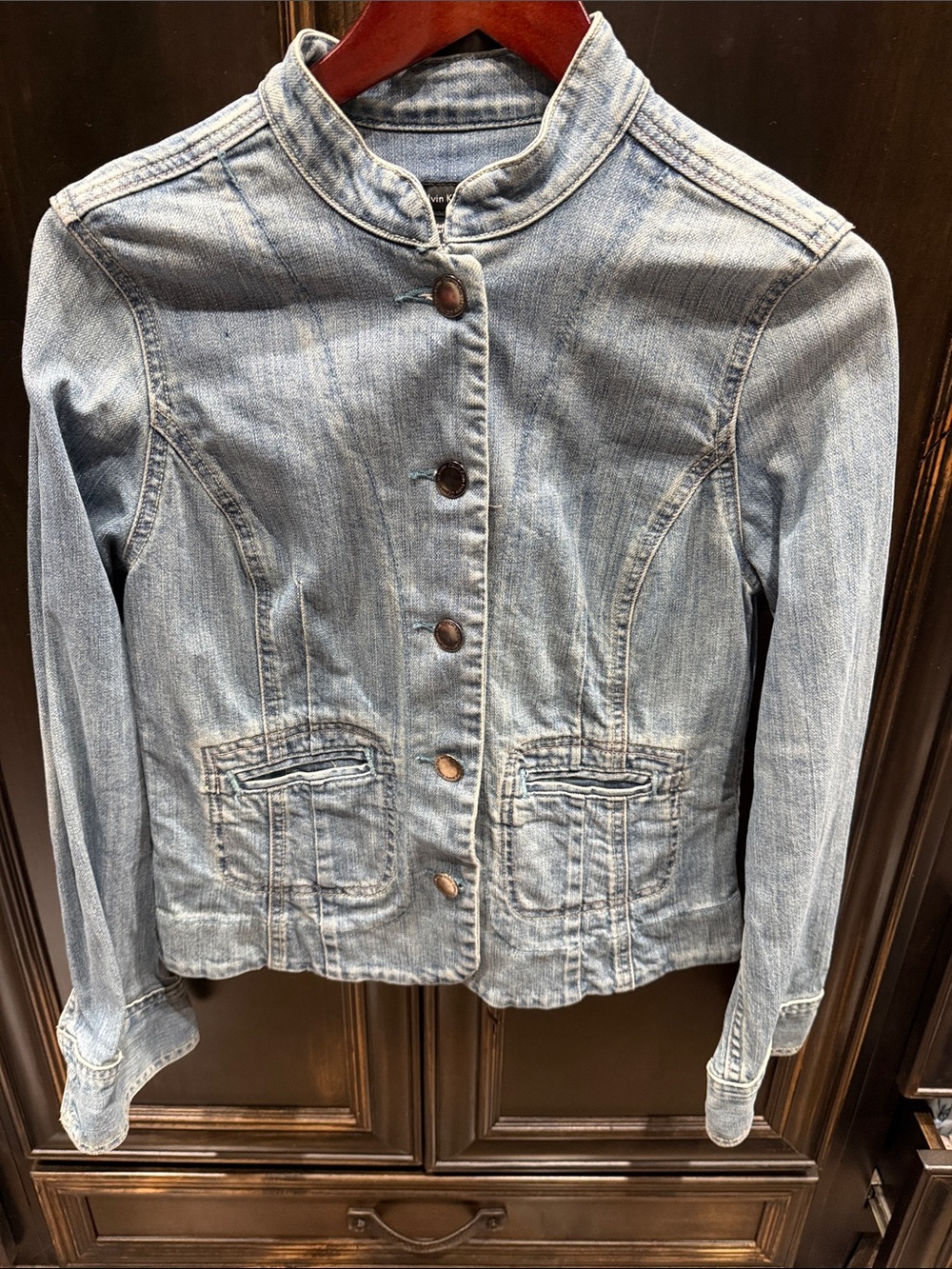 Calvin Klein Light Blue Denim Button-Front Women's Jacket